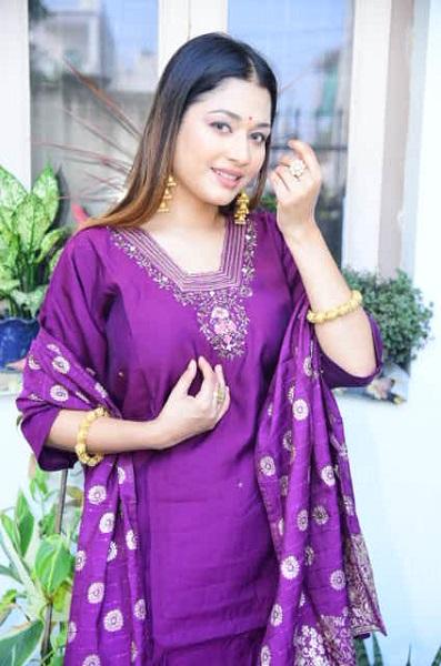 Ready made Cotton Blend Embroidered Suit